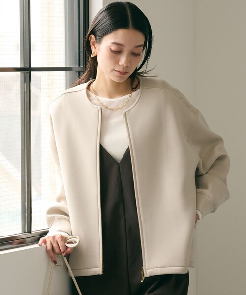 green label relaxing(グリーンレーベルリラクシング)の「ダンボール ノーカラー ブルゾン(ブルゾン・レディース・ブラック/ナチュラル/モカ/グレー・FREE)」の5枚目の写真