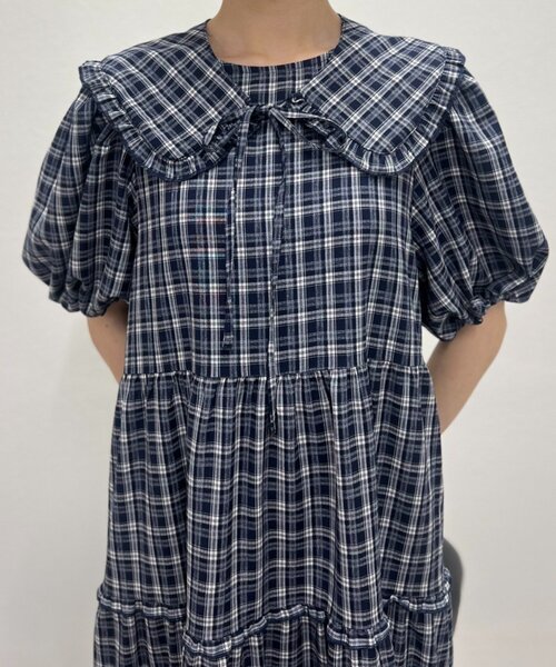 w closet（ダブルクローゼット）の「【25AW】【セットアイテム】衿付き柄アソートワンピース（ワンピース・レディース・ネイビー/アイボリー/グリーン/オレンジ・FREE）」の12枚目の写真