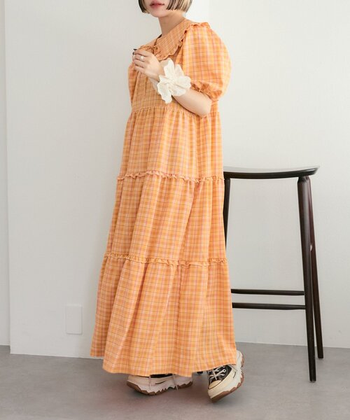 w closet（ダブルクローゼット）の「【25AW】【セットアイテム】衿付き柄アソートワンピース（ワンピース・レディース・ネイビー/アイボリー/グリーン/オレンジ・FREE）」の13枚目の写真