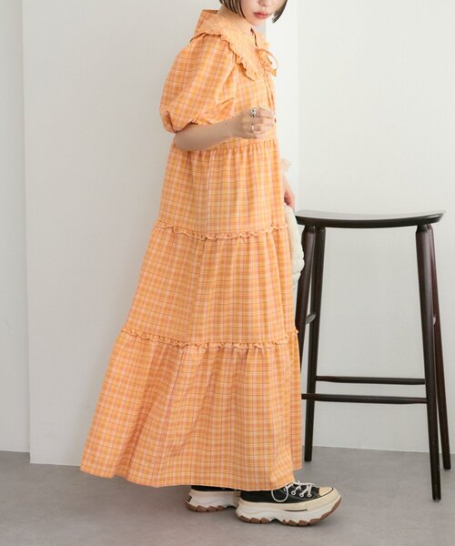 w closet（ダブルクローゼット）の「【25AW】【セットアイテム】衿付き柄アソートワンピース（ワンピース・レディース・ネイビー/アイボリー/グリーン/オレンジ・FREE）」の16枚目の写真