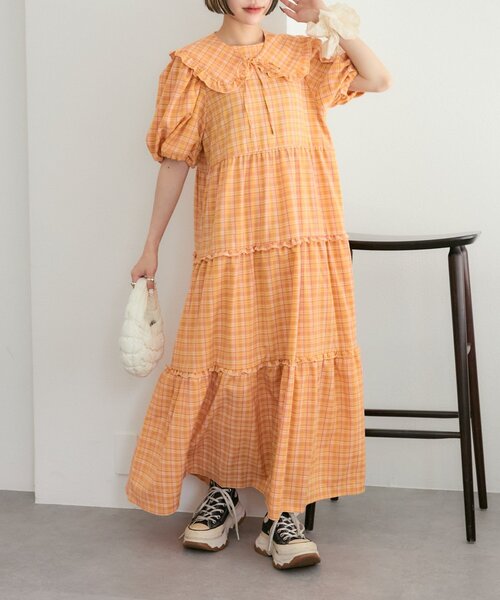 w closet（ダブルクローゼット）の「【25AW】【セットアイテム】衿付き柄アソートワンピース（ワンピース・レディース・ネイビー/アイボリー/グリーン/オレンジ・FREE）」の19枚目の写真