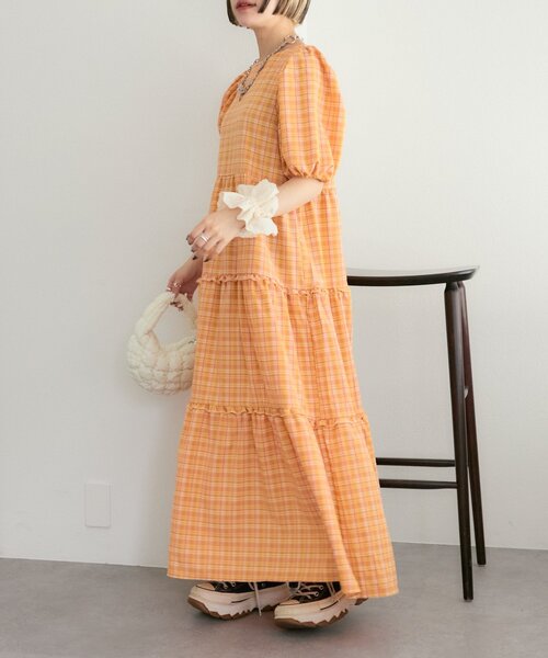 w closet（ダブルクローゼット）の「【25AW】【セットアイテム】衿付き柄アソートワンピース（ワンピース・レディース・ネイビー/アイボリー/グリーン/オレンジ・FREE）」の21枚目の写真