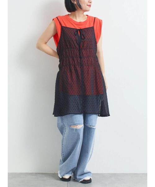 SM2（エスエムツー）の「ドットシアージャカード2WAYキャミチュニック（チュニック・レディース・ブラック/オフホワイト/グレー・F）」の3枚目の写真