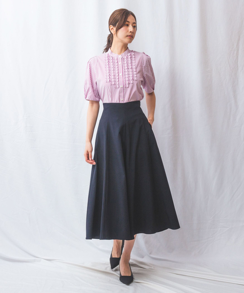 NARACAMICIE（ナラカミーチェ）の「【NARACAMICIE】ストレッチストライプフロントデザインタック半袖ブラウス（シャツ/ブラウス・レディース・ピンク/ブルー・M/L）」の14枚目の写真