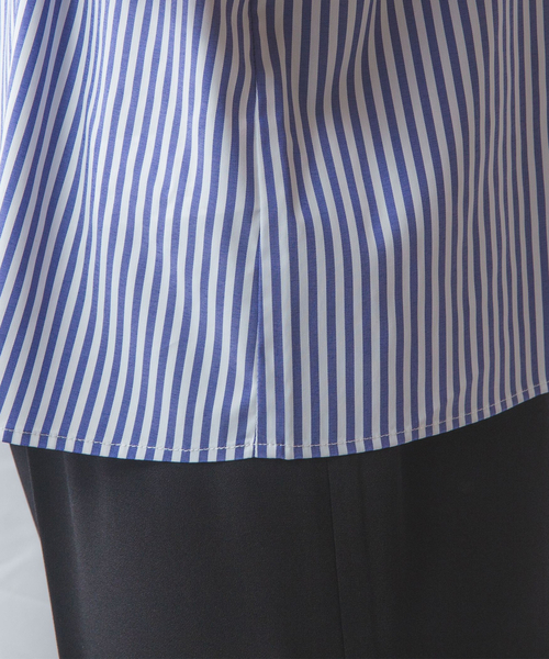 NARACAMICIE（ナラカミーチェ）の「【NARACAMICIE】ストレッチストライプフロントデザインタック半袖ブラウス（シャツ/ブラウス・レディース・ピンク/ブルー・M/L）」の22枚目の写真