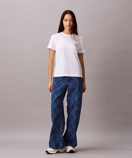 Calvin Klein（カルバン・クライン）の「Tシャツ(2枚パック) - ショートスリーブクルーネックTシャツ（Tシャツ/カットソー・レディース・ホワイト×グレー/ブラック×ホワイト・M/S/XS）」の4枚目の写真