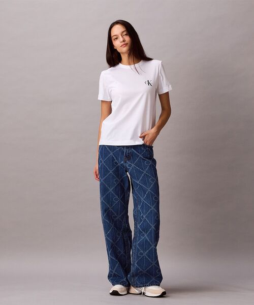 Calvin Klein（カルバン・クライン）の「Tシャツ(2枚パック) - ショートスリーブクルーネックTシャツ（Tシャツ/カットソー・レディース・ホワイト×グレー/ブラック×ホワイト・M/S/XS）」の5枚目の写真