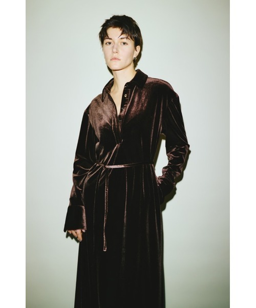 Velour shirt dress ベロアシャツドレス（シャツワンピース）｜RIM.ARK