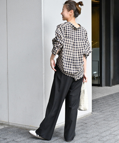 JOURNAL STANDARD relume（ジャーナルスタンダード　レリューム）の「《追加 / 新色》フィルムストライプイージーパンツ（その他パンツ・レディース・ブラック/ベージュ/ネイビー・36/38）」の7枚目の写真