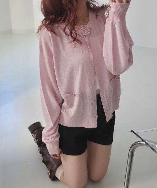 JUMELLE（ジュメロ）の「ローズカーディガン（カーディガン/ボレロ・レディース・ピンク/グレー・FREE）」の2枚目の写真