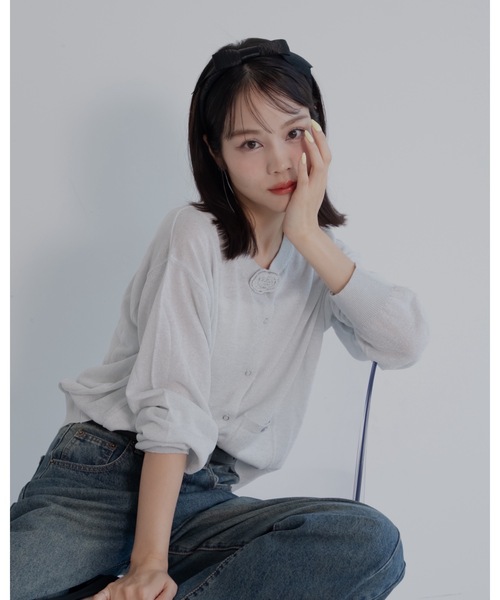 JUMELLE（ジュメロ）の「ローズカーディガン（カーディガン/ボレロ・レディース・ピンク/グレー・FREE）」の4枚目の写真