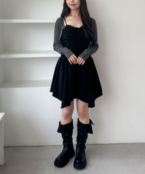archives(アルシーヴ)の「ドロストイレヘムミニキャミワンピース(ワンピース・レディース・ブラック/オフホワイト・MEDIUM)」の17枚目の写真