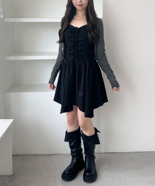 archives(アルシーヴ)の「ドロストイレヘムミニキャミワンピース(ワンピース・レディース・ブラック/オフホワイト・MEDIUM)」の18枚目の写真