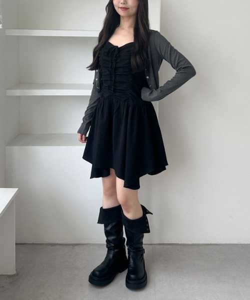 archives(アルシーヴ)の「ドロストイレヘムミニキャミワンピース(ワンピース・レディース・ブラック/オフホワイト・MEDIUM)」の19枚目の写真