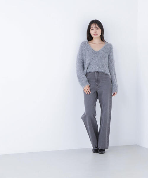 NATURAL BEAUTY BASIC（ナチュラルビューティーベーシック）の「◇【Oggi掲載】キーネックシャギーラメニット（ニット/セーター・レディース・ピンク/ベージュ/グレー・FREE）」の6枚目の写真