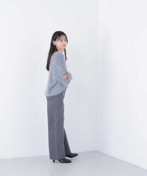 NATURAL BEAUTY BASIC（ナチュラルビューティーベーシック）の「◇【Oggi掲載】キーネックシャギーラメニット（ニット/セーター・レディース・ピンク/ベージュ/グレー・FREE）」の8枚目の写真