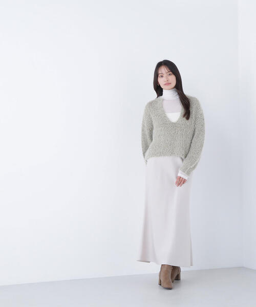 NATURAL BEAUTY BASIC（ナチュラルビューティーベーシック）の「◇【Oggi掲載】キーネックシャギーラメニット（ニット/セーター・レディース・ピンク/ベージュ/グレー・FREE）」の13枚目の写真