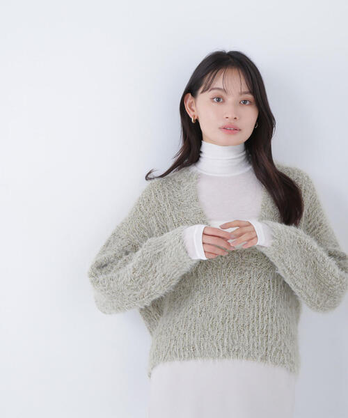 NATURAL BEAUTY BASIC（ナチュラルビューティーベーシック）の「◇【Oggi掲載】キーネックシャギーラメニット（ニット/セーター・レディース・ピンク/ベージュ/グレー・FREE）」の14枚目の写真