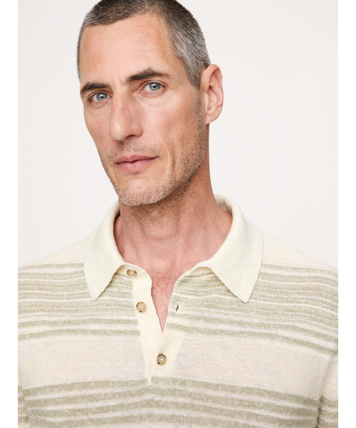 Banana Republic(バナナリパブリック)の「ストライプ コットンリネン ニットポロシャツ(ニット/セーター・メンズ・ブラウン/グリーン・M/L/S/XL)」の6枚目の写真