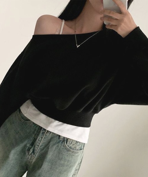 Lace Ladies(レースレディース)の「ワンショルダー ショート 長袖 カット プルオーバー(Tシャツ/カットソー・レディース・ブラック/グレー/ホワイト・FREE)」の7枚目の写真