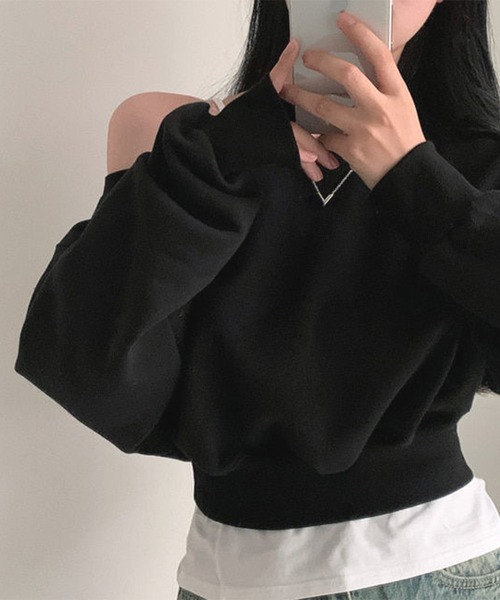 Lace Ladies(レースレディース)の「ワンショルダー ショート 長袖 カット プルオーバー(Tシャツ/カットソー・レディース・ブラック/グレー/ホワイト・FREE)」の8枚目の写真