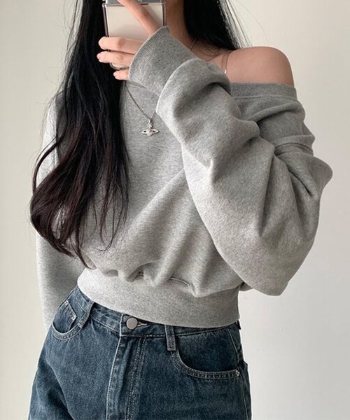 Lace Ladies(レースレディース)の「ワンショルダー ショート 長袖 カット プルオーバー(Tシャツ/カットソー・レディース・ブラック/グレー/ホワイト・FREE)」の9枚目の写真