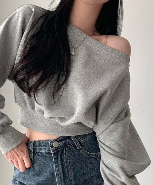 Lace Ladies(レースレディース)の「ワンショルダー ショート 長袖 カット プルオーバー(Tシャツ/カットソー・レディース・ブラック/グレー/ホワイト・FREE)」の12枚目の写真