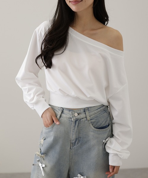 Lace Ladies(レースレディース)の「ワンショルダー ショート 長袖 カット プルオーバー(Tシャツ/カットソー・レディース・ブラック/グレー/ホワイト・FREE)」の16枚目の写真