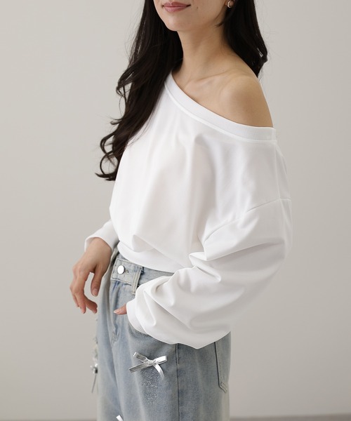 Lace Ladies(レースレディース)の「ワンショルダー ショート 長袖 カット プルオーバー(Tシャツ/カットソー・レディース・ブラック/グレー/ホワイト・FREE)」の17枚目の写真