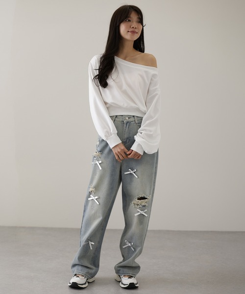 Lace Ladies(レースレディース)の「ワンショルダー ショート 長袖 カット プルオーバー(Tシャツ/カットソー・レディース・ブラック/グレー/ホワイト・FREE)」の18枚目の写真