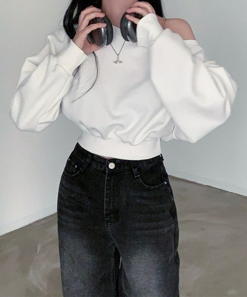 Lace Ladies(レースレディース)の「ワンショルダー ショート 長袖 カット プルオーバー(Tシャツ/カットソー・レディース・ブラック/グレー/ホワイト・FREE)」の14枚目の写真