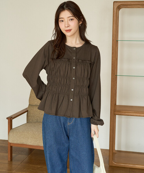 限定展開 カット シャーリング ボタン カーディガン（カーディガン