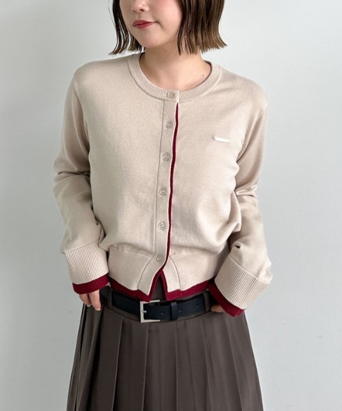 archives(アルシーヴ)の「配色レイヤードニットカーディガン(カーディガン/ボレロ・レディース・ブラウン/アイボリー/ネイビー・MEDIUM)」の1枚目の写真