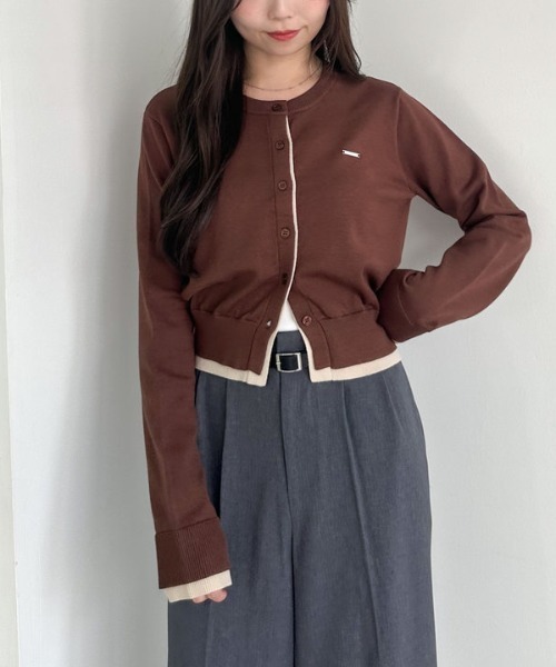 archives(アルシーヴ)の「配色レイヤードニットカーディガン(カーディガン/ボレロ・レディース・ブラウン/アイボリー/ネイビー・MEDIUM)」の5枚目の写真