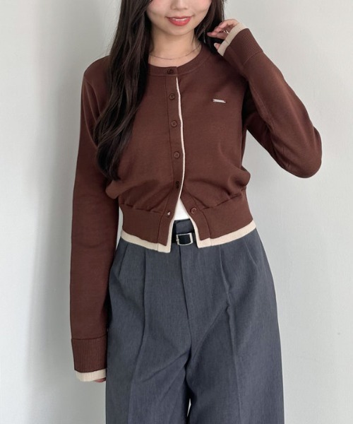 archives(アルシーヴ)の「配色レイヤードニットカーディガン(カーディガン/ボレロ・レディース・ブラウン/アイボリー/ネイビー・MEDIUM)」の6枚目の写真