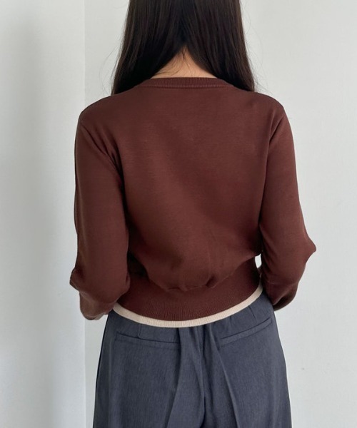 archives(アルシーヴ)の「配色レイヤードニットカーディガン(カーディガン/ボレロ・レディース・ブラウン/アイボリー/ネイビー・MEDIUM)」の7枚目の写真