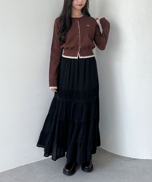 archives(アルシーヴ)の「配色レイヤードニットカーディガン(カーディガン/ボレロ・レディース・ブラウン/アイボリー/ネイビー・MEDIUM)」の10枚目の写真