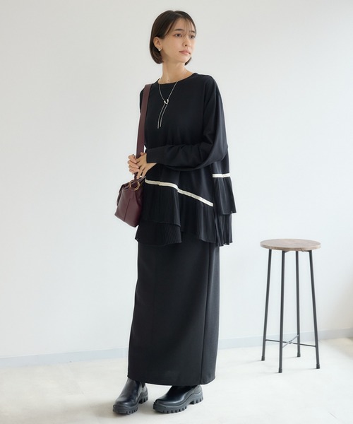 KATHARINE ROSS（キャサリンロス）の「【KATHARINE ROSS】ストレッチジョーゼットスカート（スカート・レディース・ブラック/ベージュ・FREE）」の4枚目の写真