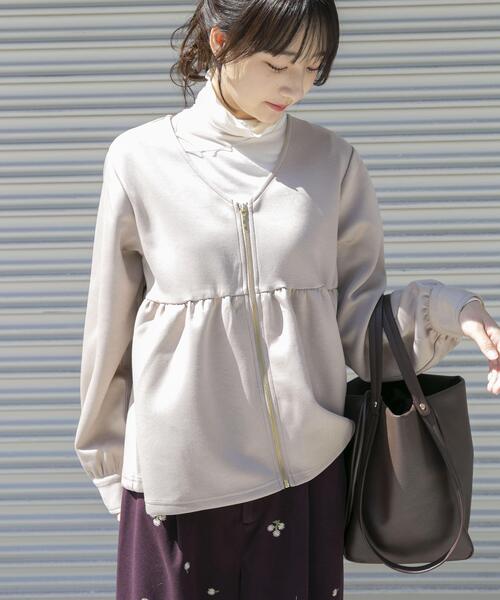 ITEMS URBANRESEARCH（アイテムズ アーバンリサーチ）の「『イージーケア』ダンボールジップカーディガン（カーディガン/ボレロ・レディース・ライトベージュ/ブラック・FREE）」の21枚目の写真