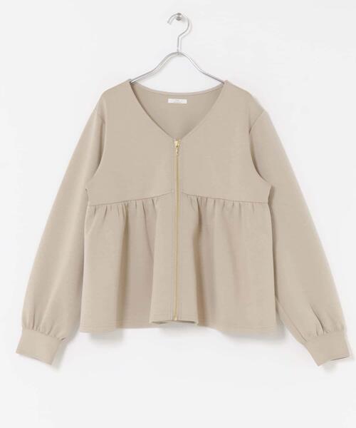 ITEMS URBANRESEARCH（アイテムズ アーバンリサーチ）の「『イージーケア』ダンボールジップカーディガン（カーディガン/ボレロ・レディース・ライトベージュ/ブラック・FREE）」の15枚目の写真