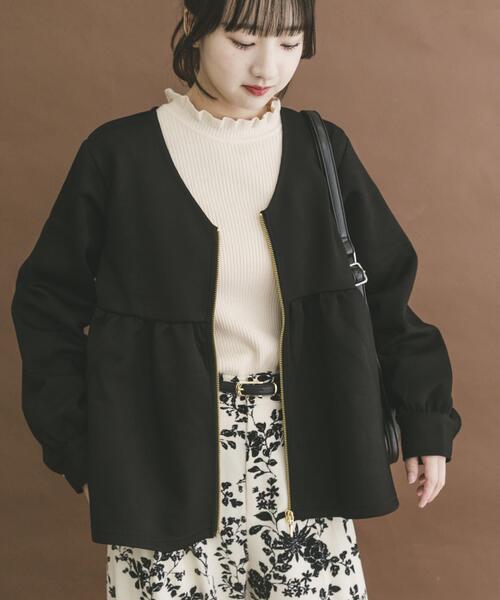 ITEMS URBANRESEARCH（アイテムズ アーバンリサーチ）の「『イージーケア』ダンボールジップカーディガン（カーディガン/ボレロ・レディース・ライトベージュ/ブラック・FREE）」の9枚目の写真