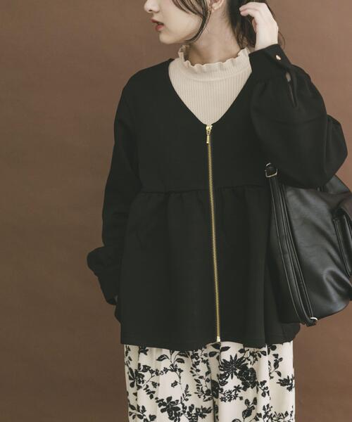 ITEMS URBANRESEARCH（アイテムズ アーバンリサーチ）の「『イージーケア』ダンボールジップカーディガン（カーディガン/ボレロ・レディース・ライトベージュ/ブラック・FREE）」の8枚目の写真