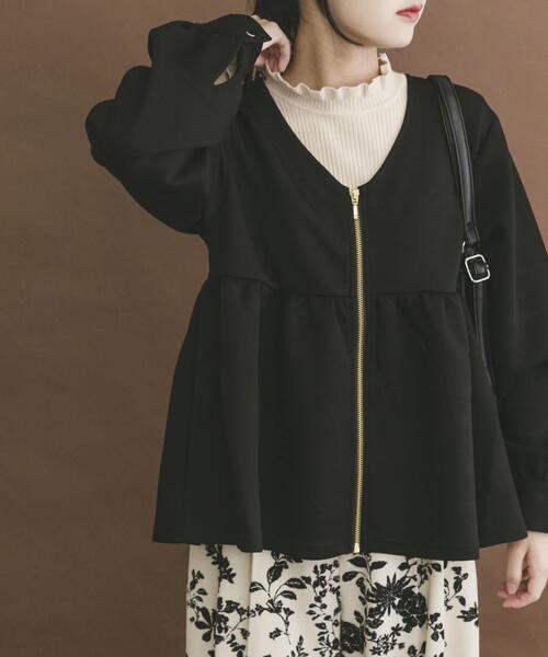 ITEMS URBANRESEARCH（アイテムズ アーバンリサーチ）の「『イージーケア』ダンボールジップカーディガン（カーディガン/ボレロ・レディース・ライトベージュ/ブラック・FREE）」の7枚目の写真