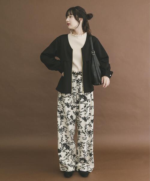 ITEMS URBANRESEARCH（アイテムズ アーバンリサーチ）の「『イージーケア』ダンボールジップカーディガン（カーディガン/ボレロ・レディース・ライトベージュ/ブラック・FREE）」の5枚目の写真