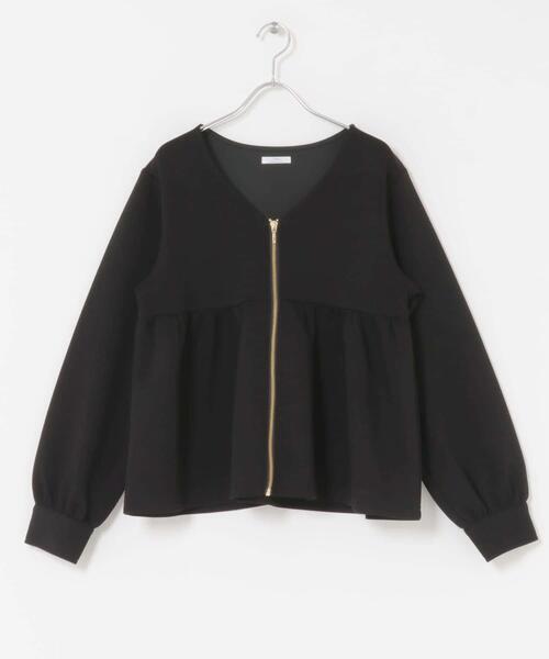 ITEMS URBANRESEARCH（アイテムズ アーバンリサーチ）の「『イージーケア』ダンボールジップカーディガン（カーディガン/ボレロ・レディース・ライトベージュ/ブラック・FREE）」の4枚目の写真