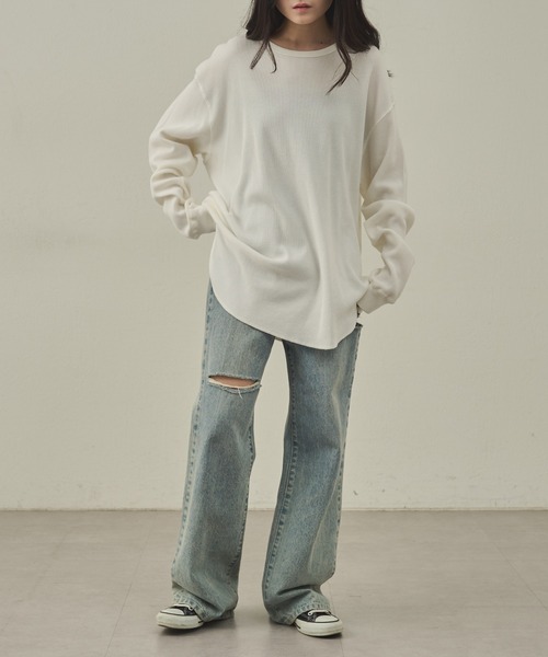 paradigm（パラダイム）の「【paradigm】ガス焼きワッフルクルーネックTL/S（Tシャツ/カットソー・メンズ・ホワイト/ブラック/グレー・MEDIUM/LARGE/X-LARGE）」の9枚目の写真