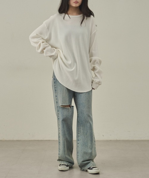 paradigm（パラダイム）の「【paradigm】ガス焼きワッフルクルーネックTL/S（Tシャツ/カットソー・メンズ・ホワイト/ブラック/グレー・MEDIUM/LARGE/X-LARGE）」の8枚目の写真