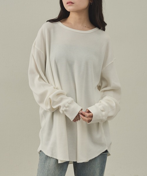 paradigm（パラダイム）の「【paradigm】ガス焼きワッフルクルーネックTL/S（Tシャツ/カットソー・メンズ・ホワイト/ブラック/グレー・MEDIUM/LARGE/X-LARGE）」の4枚目の写真