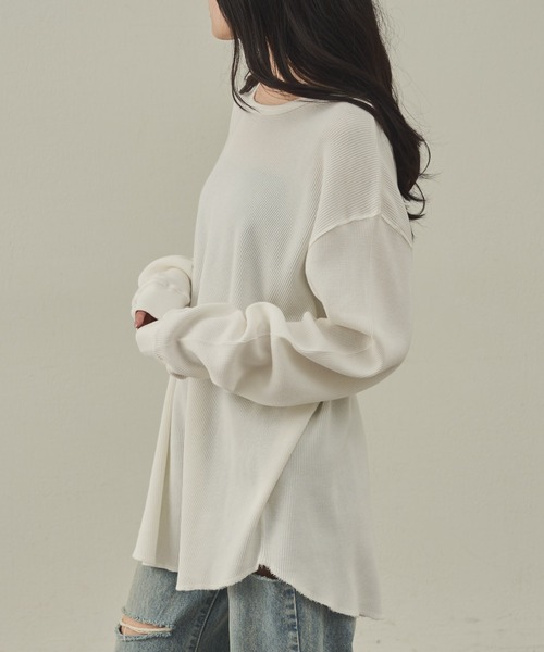 paradigm（パラダイム）の「【paradigm】ガス焼きワッフルクルーネックTL/S（Tシャツ/カットソー・メンズ・ホワイト/ブラック/グレー・MEDIUM/LARGE/X-LARGE）」の5枚目の写真