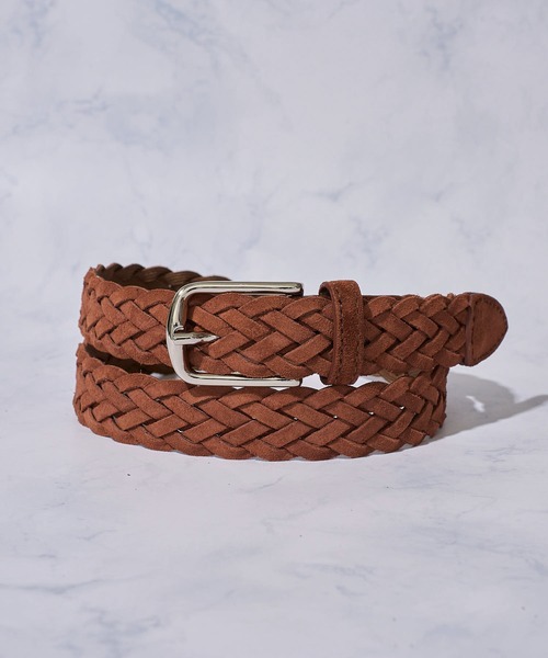 【美品】サドラーズ　ベルト　スエードレザー　メッシュ　編み込み　イタリア製　本革 Saddler's(サドラーズ)】 スエードレザー メッシュベルト（ベルト